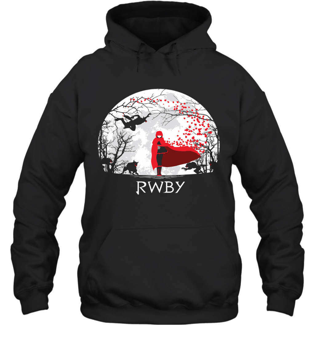 Women’s Cotton Full Moon Rwby Logo s Black Hoodie