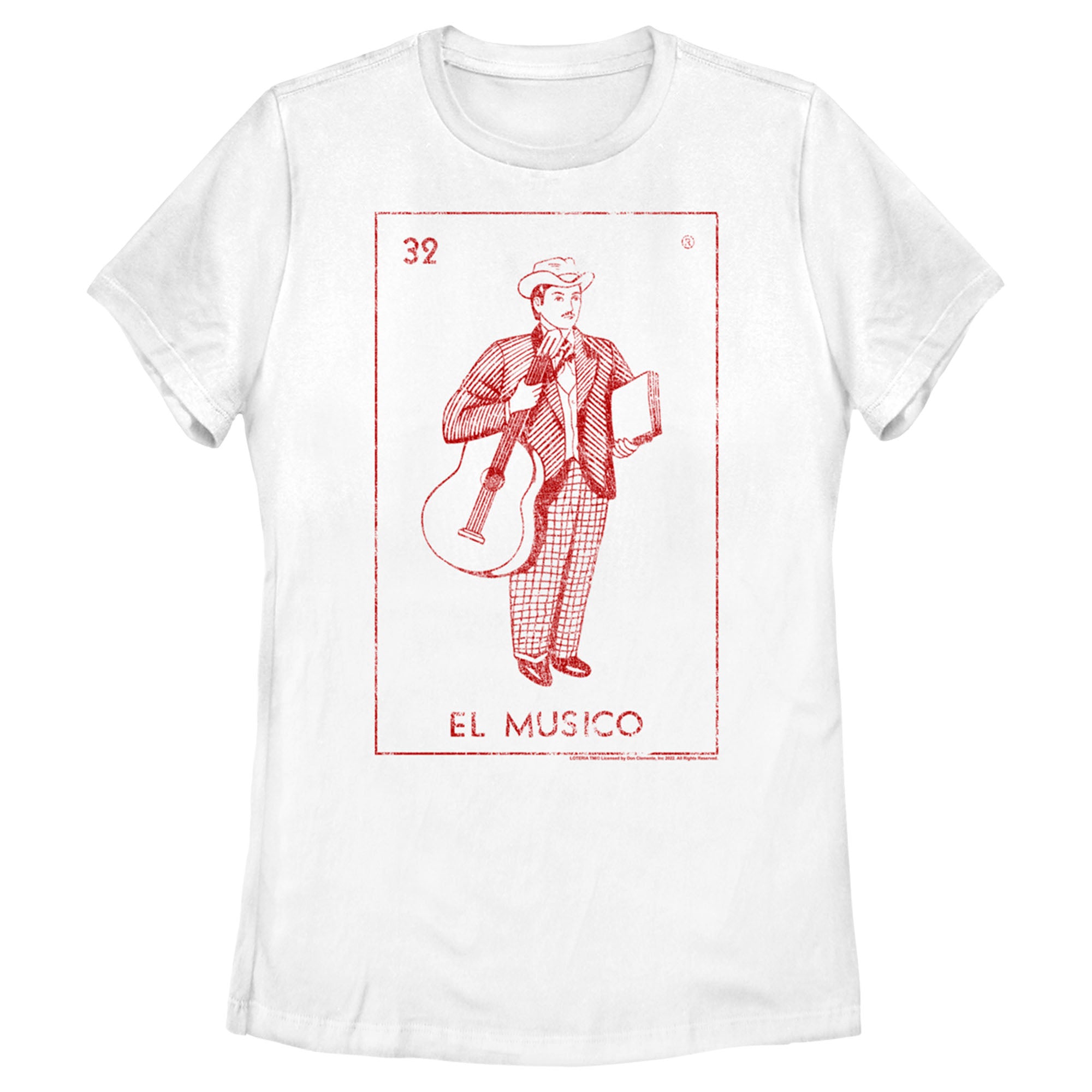 Women’S Loteria El Musico Card Distressed Number 32 T-Shirt