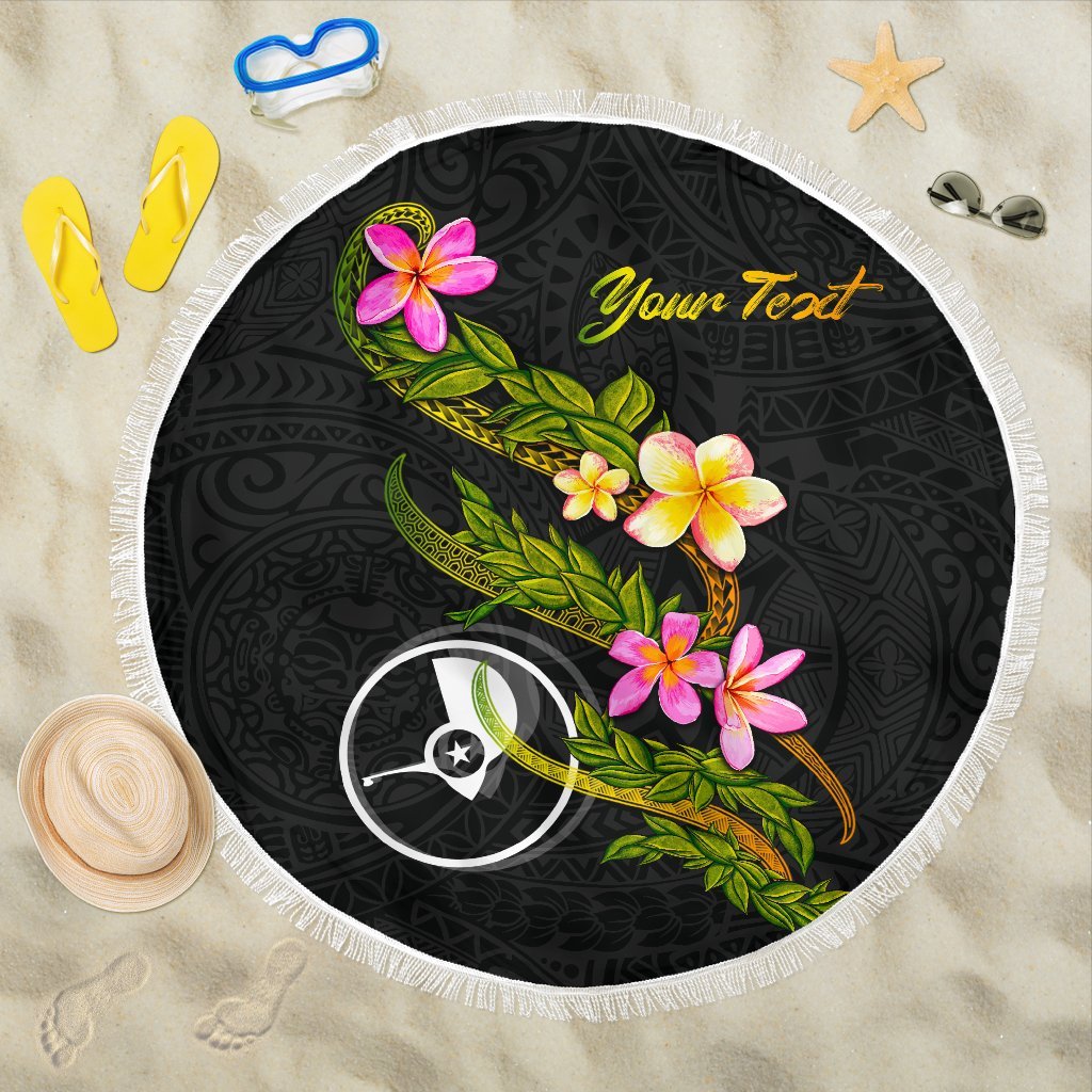 Yap Custom Personalised Beach Blanket – Plumeria Tribal