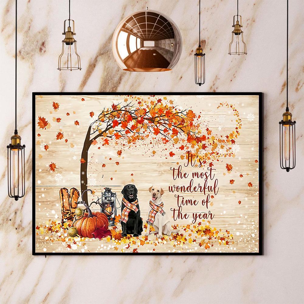 Labrador Autumn It’S The Most Wonderful Time Of The Year Halloween Gift Paper Poster No Frame  Matte Canvas Wall Decor