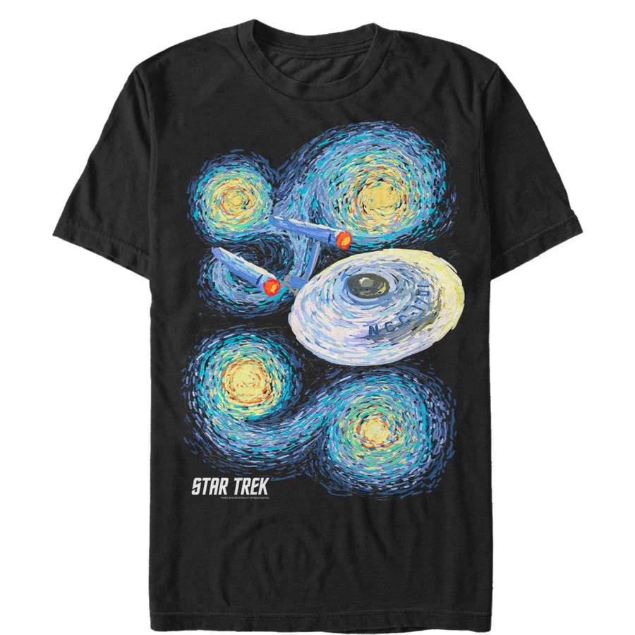 Star Trek Men’s Starry Night Enterprise  T Shirt