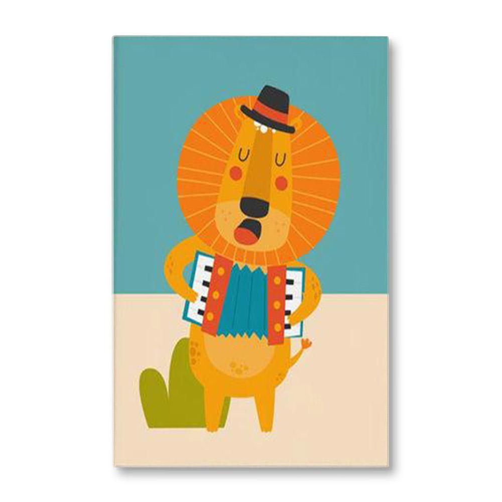 Accordion Portrait Poster & Canvas Accordionist Lion, Funny Animal Musician, Gift For Friend, Gift For Family, Gift Home Decor Wall, Gift For Accordion Lover