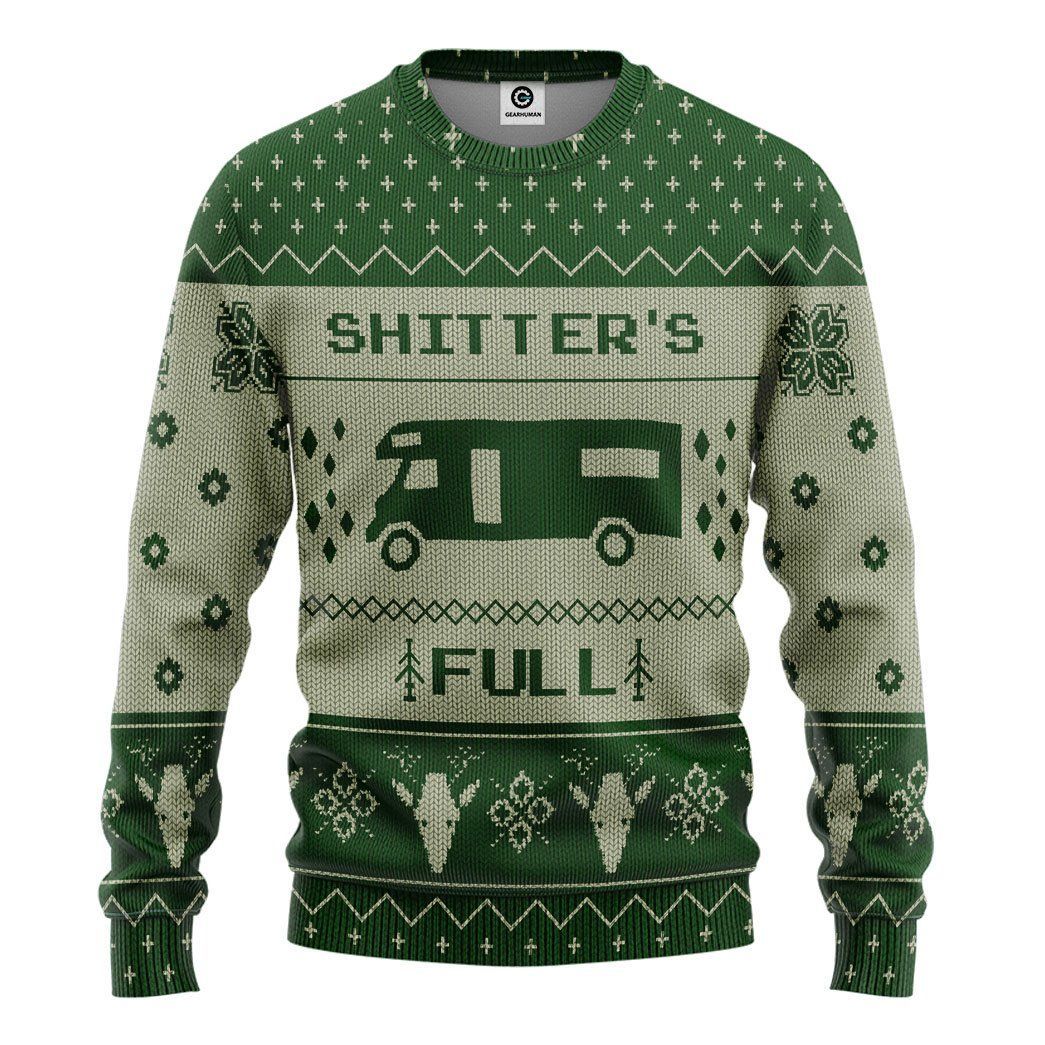 Casespring 3D Shitters Full Ugly Christmas Sweater Green Custom Sweatshirt Apparel