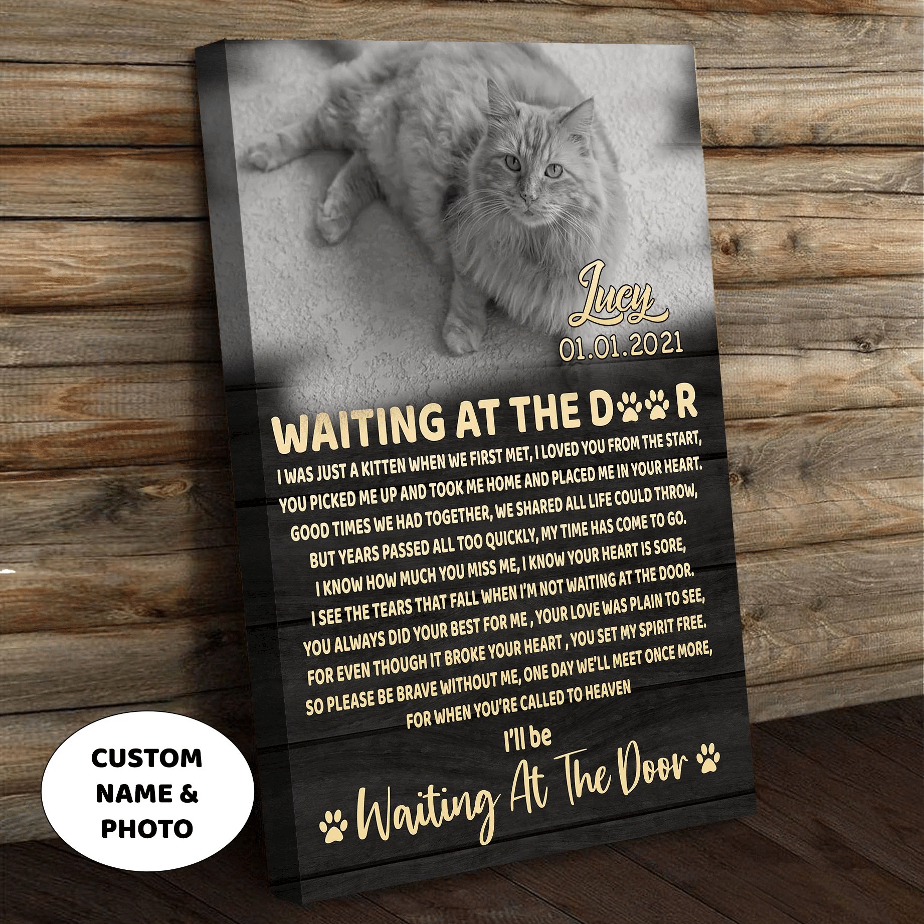 Personalized – I Will Waiting At The Door I Was Just A Kitten When We First Met To Dog Cat Lover Custom Name Year Image Vertical Canvas Home Decor