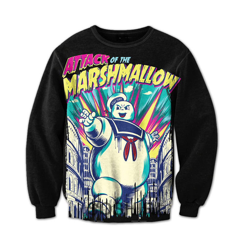 Attack of The Marshmallow Sweatshirt Funny Kawaii Hoodie Ugly Christmas Outfit Harajuku Fashion 3d Pullovers Hip Hop Streetwear alx