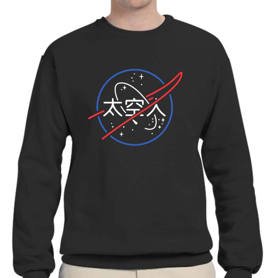 NASA Aesthetic Japanese Neon Logo Crew Neck Sweatshirt