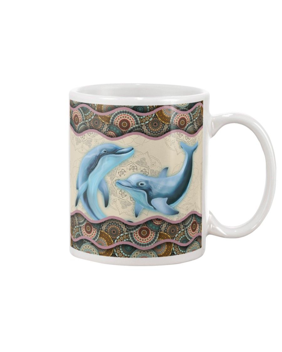 Dolphin Boho Pattern Mug White 11Oz