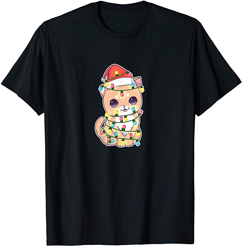 Christmas Lights Decoration Cat Kitten Pet Animal T-Shirt