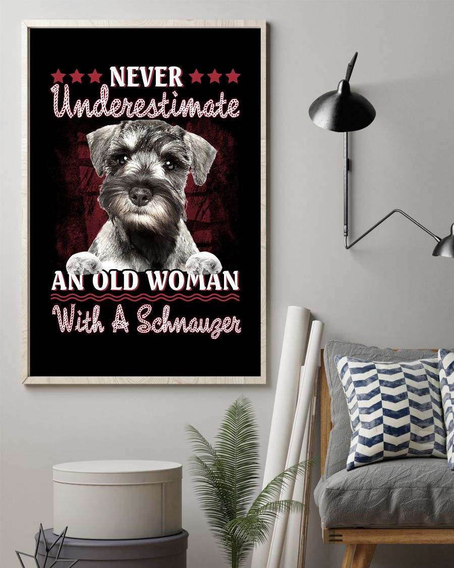 Schnauzer never underestimate old woman poster