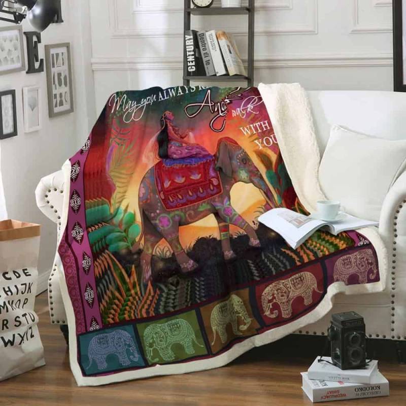 Angel Walks With Youbohemian Elephant JQQ144 Fleece Blanket