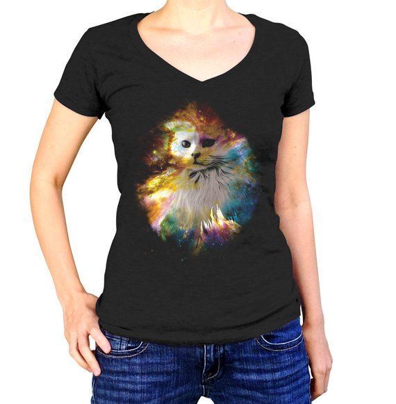 Space Cat Kitten Cat Lover Astronomy Space Colorful Lazer Shirt