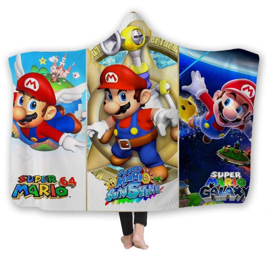 Super Mario 3D All-Stars Hooded Blanket Plush Robe Winter Cloak Bathrobe