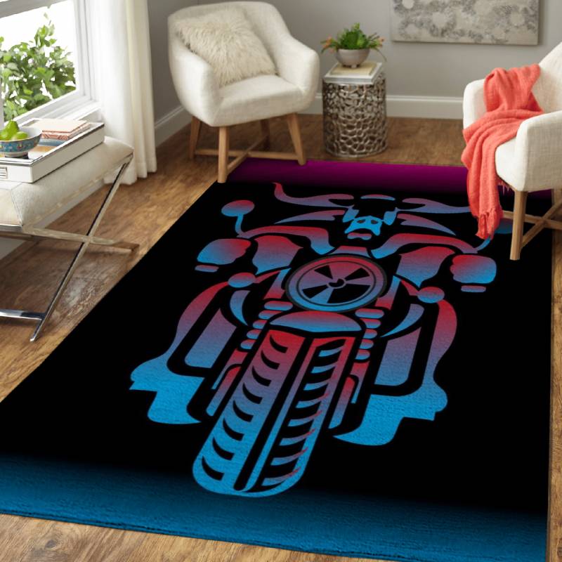 stylized biker bull  – Animals Area Rug Carpet