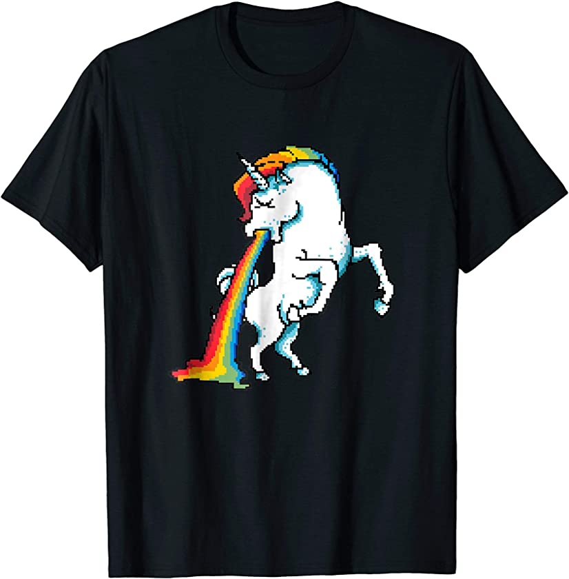 Vintage Unicorn Puking Rainbow Funny Throwing Up T-Shirt