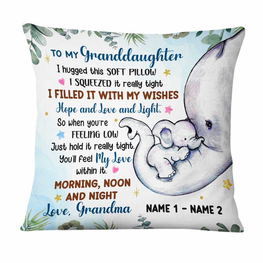 Personalized Mom Grandma Son Grandson Daughter Granddaughter Elephant Birth Annoucement Pillow Nb171 24O47