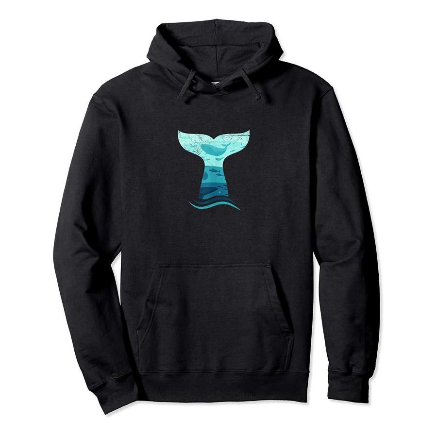 Whale Tail in Waves Tank Top Hoodie Premium Tee