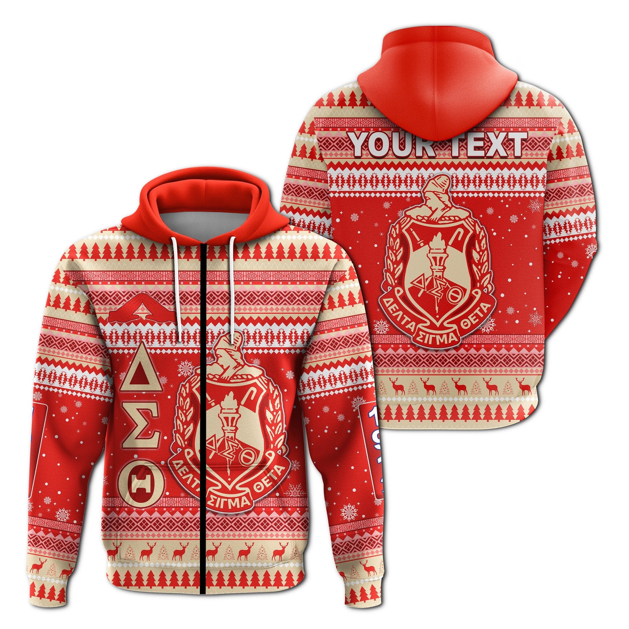 Sorority Hoodie – Personalized Delta Sigma Theta Christmas Zip Hoodie African Pattern