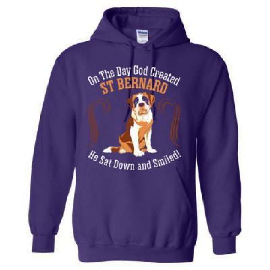 AGR On Day God Created St Bernard Dog Sat Down Smiled – Heavy Blend™ Hooded Sweatshirt