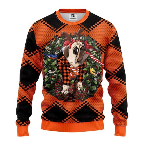 San Francisco Giants Pug Dog Christmas Gift For Fan Ugly Wool Sweater Christmas