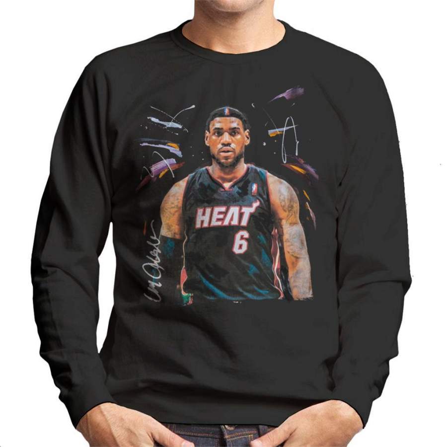 Sidney Maurer Original Portrait Of LeBron James Miami Heat Jersey Men’s Sweatshirt