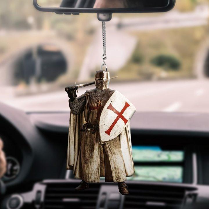 24 Knight Templar Holding A Sword And Shield Car Hanging Ornament