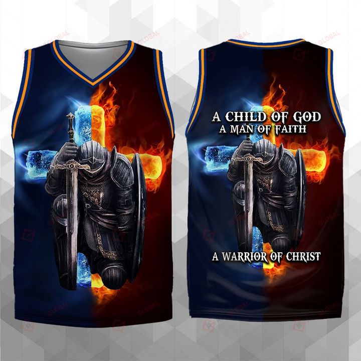 A Child Of God A Man Of Faith A Warrior Of Christ Basketball Jersey Personalized All Over Printed Shirts 07 Jesus God Christ Gift Tank Top