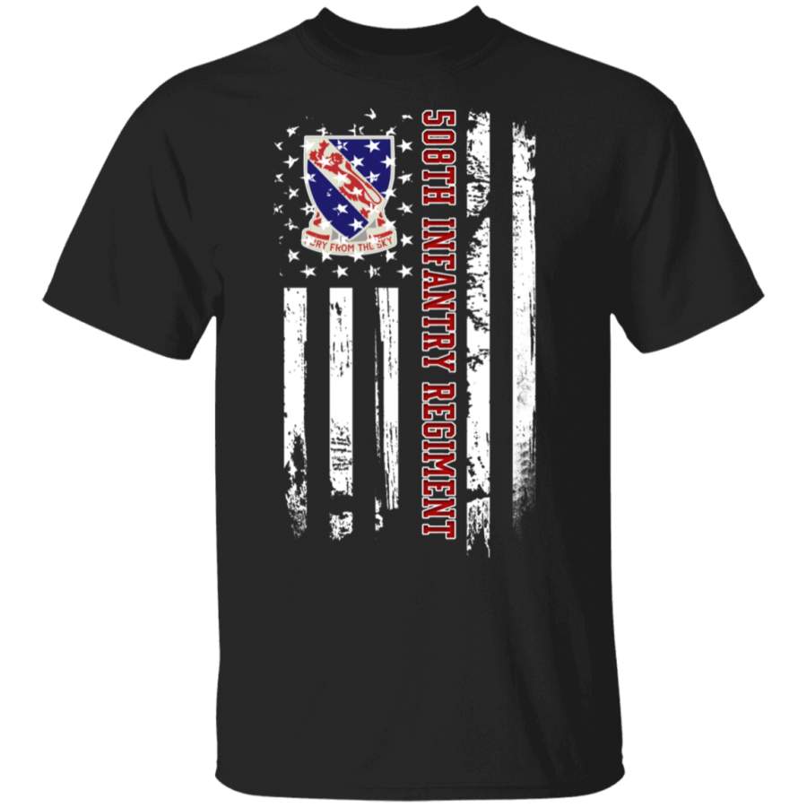 508th Infantry Regiment Veteran American Flag Father’s Day Veteran’s Day Tshirt