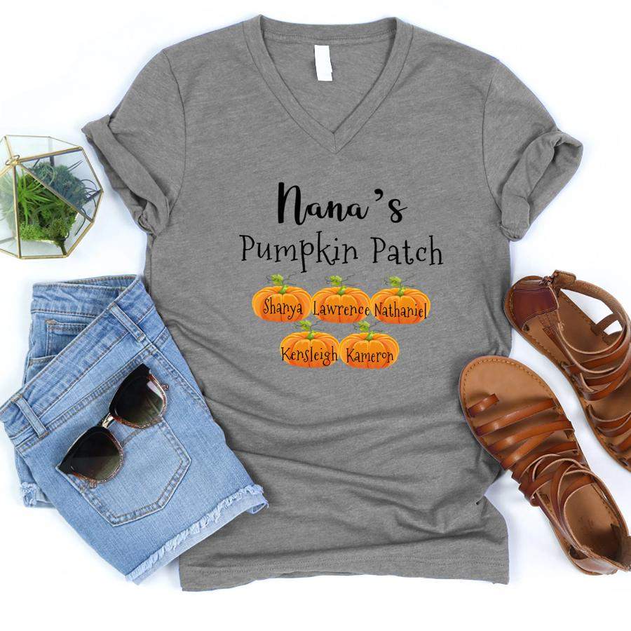 Nana’s Pumpkin Patch | Personalized V-neck shirt