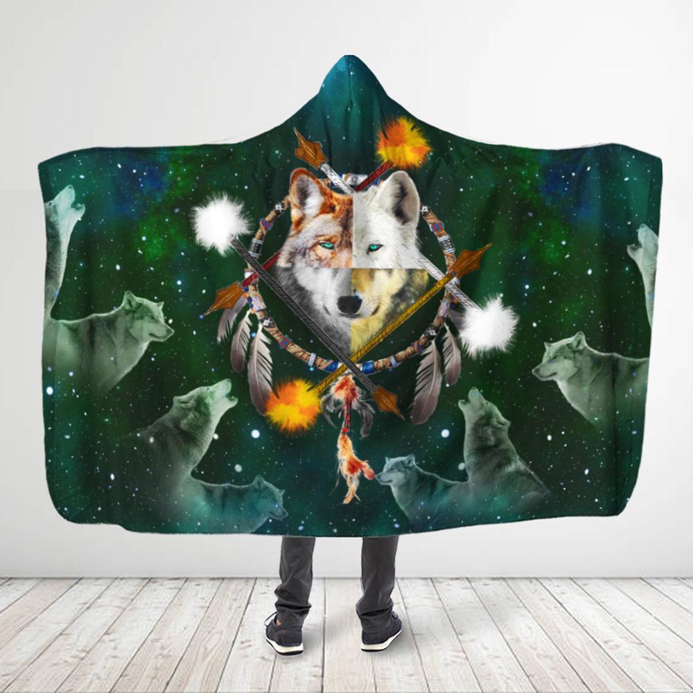 ViticStore™ All Over Printed Youth Jade Wolf  Hooded Blanket