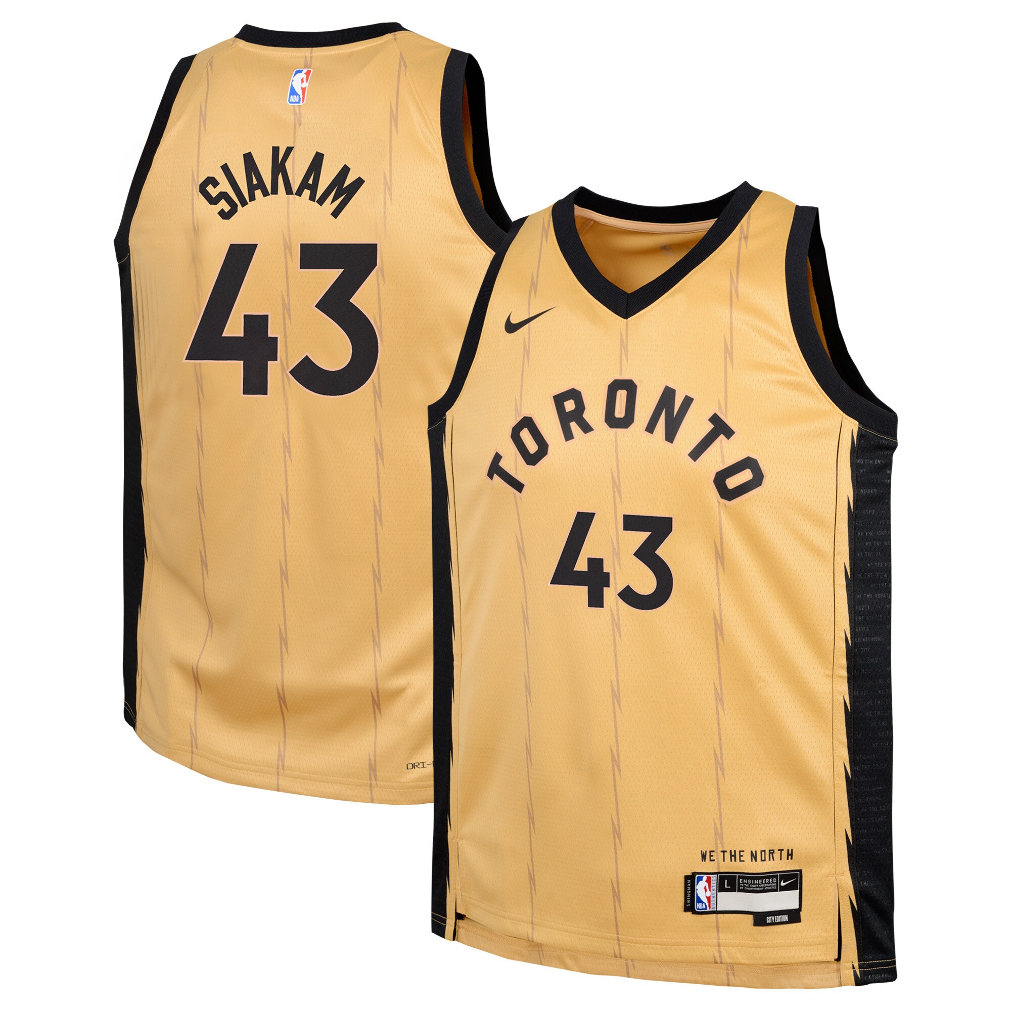 Pascal Siakam Toronto Raptors Youth Swingman Jersey – City Edition – Gold