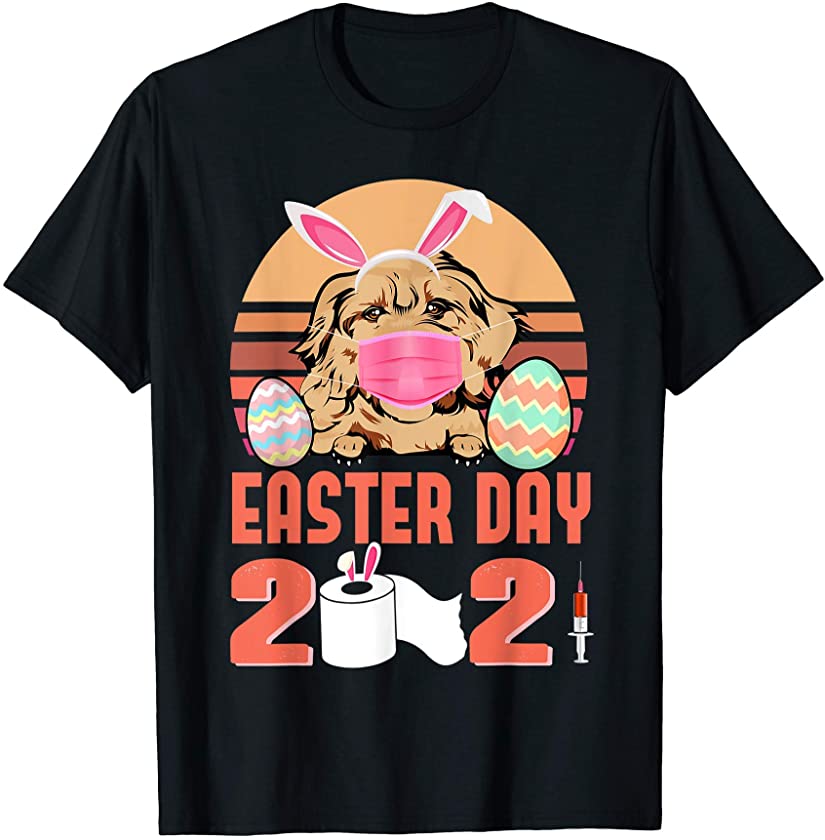 Cockapoo Dog Face Mask Rabbit Bunny Egg Easter Day 2021 T-Shirt