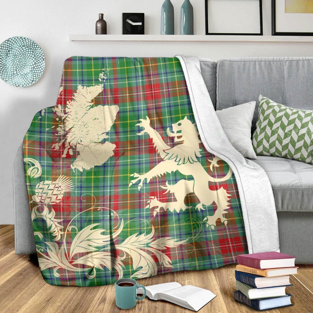 Tartan Blanket Muirhead Tartan Scotland Lion Thistle Map Plaid Blanket