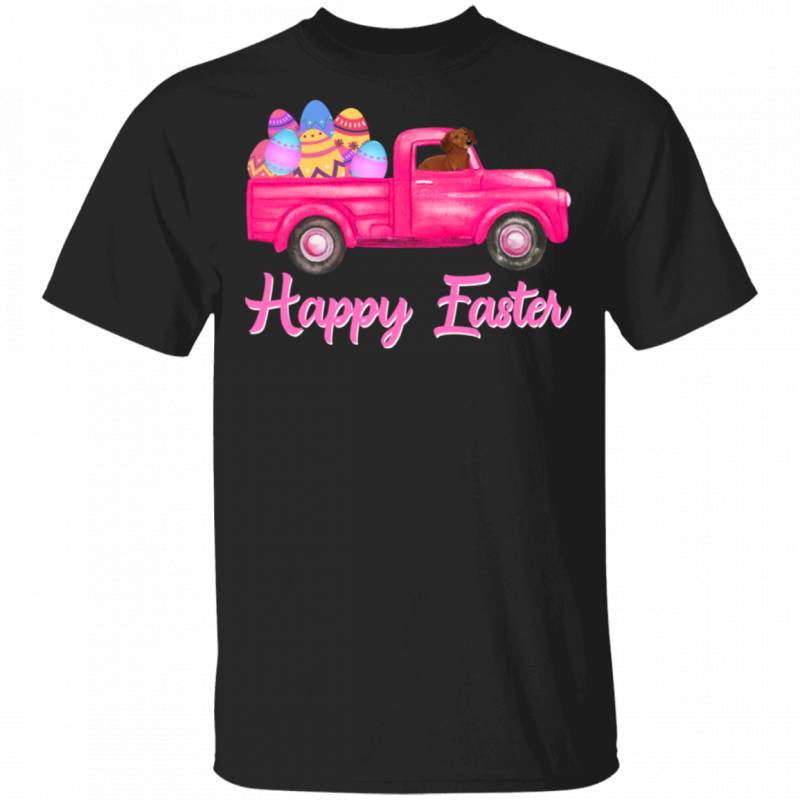 Dachshund Riding Truck Funny Rabbit Bunny Eggs Easter Day Matching Shirt For Kids Men Women Dachshund Dog Pet Lover Gifts T-Shirt