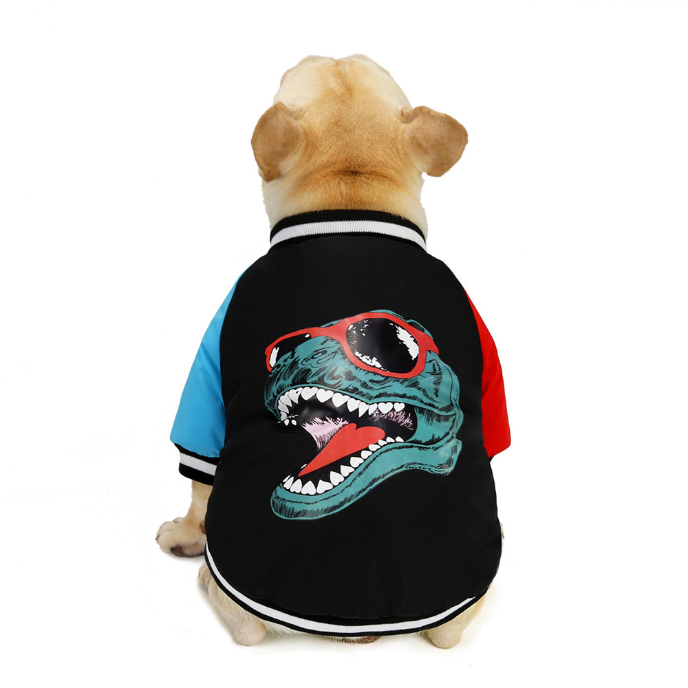 OIMG Cartoon Dinosaur Dog Clothes Autumn Winter Puppy Clothing French Bulldog Corky Patchwork Small Dogs Hoodies Pet Cat Outfits alx