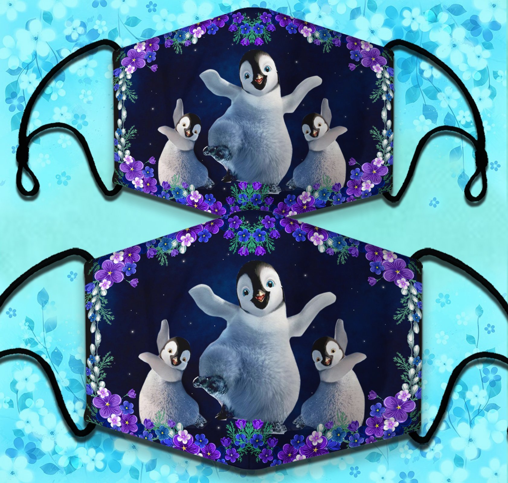 Penguins Together Under Night Sky All Over Print Adjustable Mask