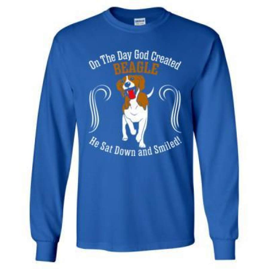 AGR On Day God Created Beagle Dog Sat Down Smiled – Long Sleeve T-Shirt