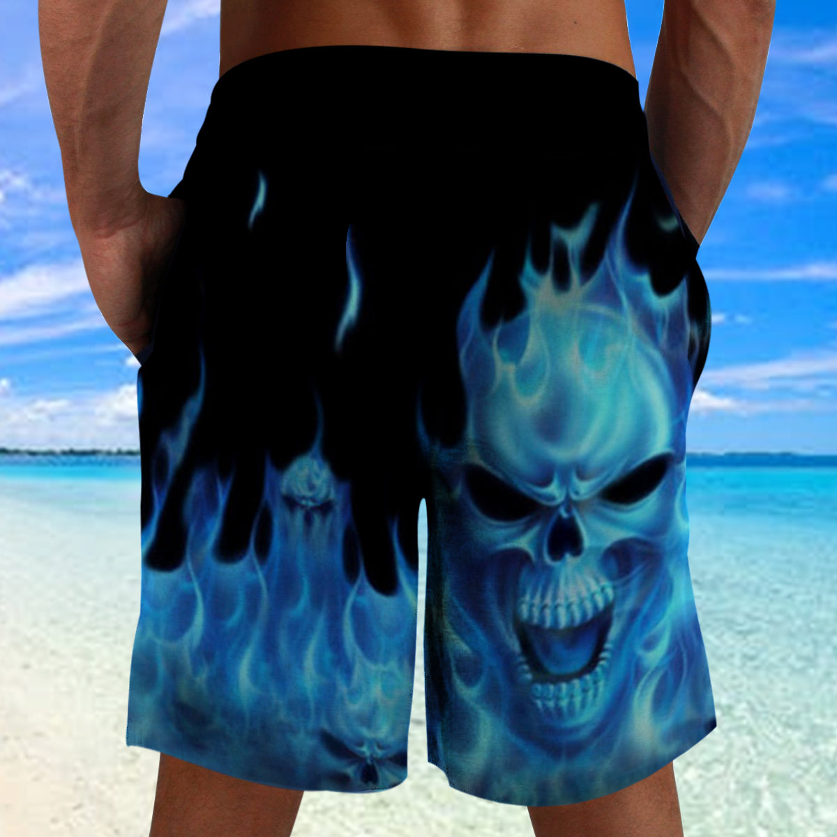 Skull 3D Shorts_Blue Ghost