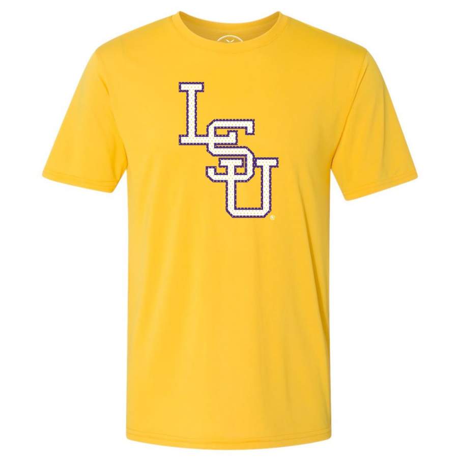 B&B Dry Goods LSU Tigers Baseball Mesh Interlock Performance Short Sleeve T-Shirt – Gold