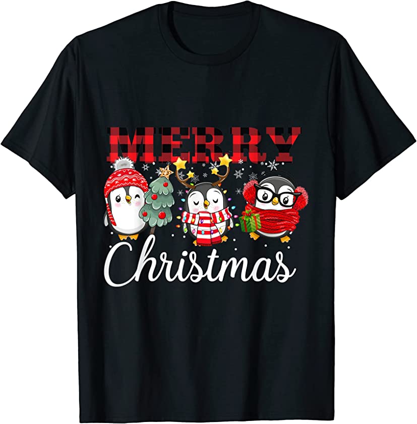 Merry Christmas Santa Penguins Cute Penguin Lovers Xmas Kids T-Shirt