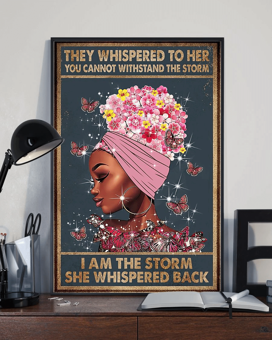 Afro Woman Black Girl Poster Canvas – Gift For Black Woman Black Boho Pride Home Decor Wall Art I Am The Storm Evg80283