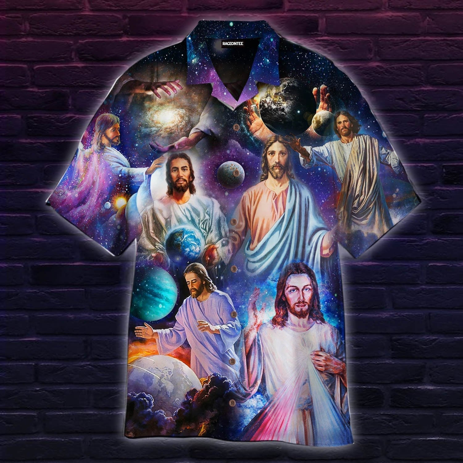 Jesus In Colorful Universe Aloha Hawaii Shirts For Men Women Ha90482