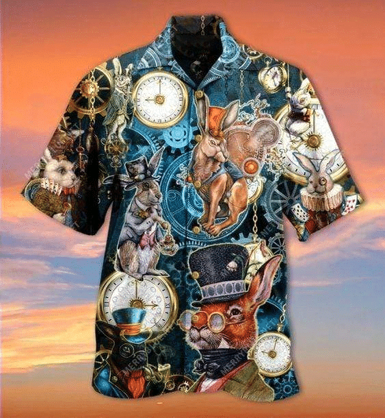 Waybackapparel Easter Steampunk Bunny 3D Hawaiian Shirt