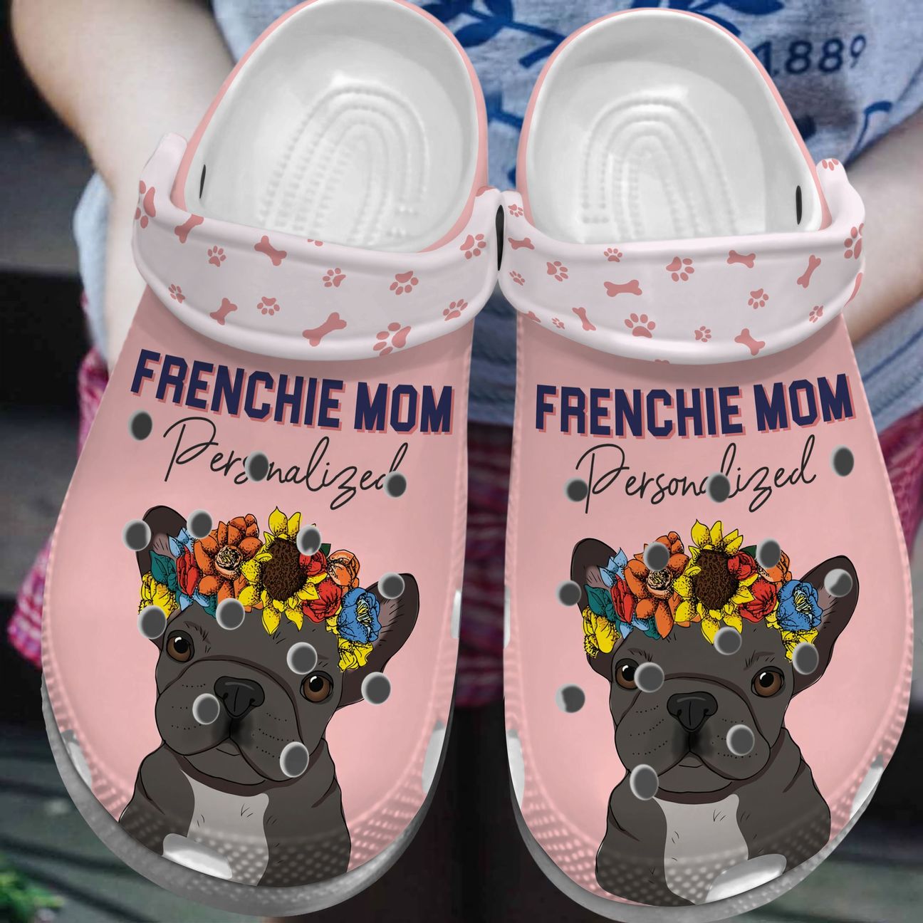 Frenchie Personalized Clog, Custom Name, Text, Color, Number Fashion Style For Women, Men, Kid, Print 3D