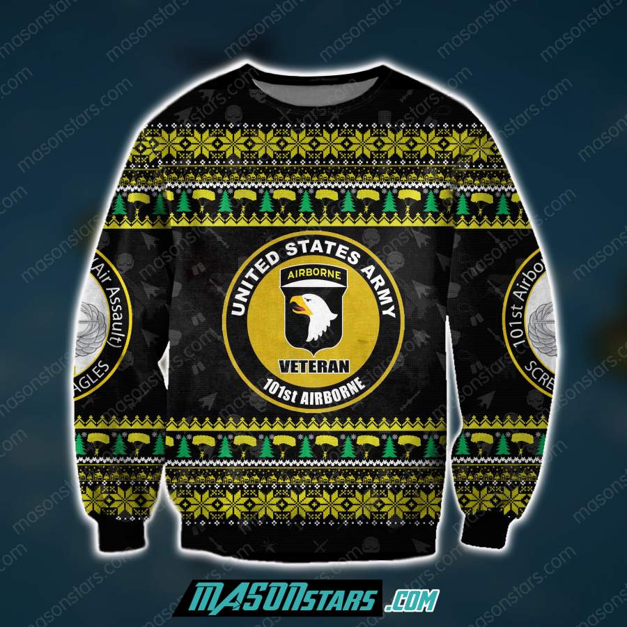 3D ALL OVER PRINT 101ST AIRBORNE DIVISION VETERAN UGLY CHRISTMAS SWEATER