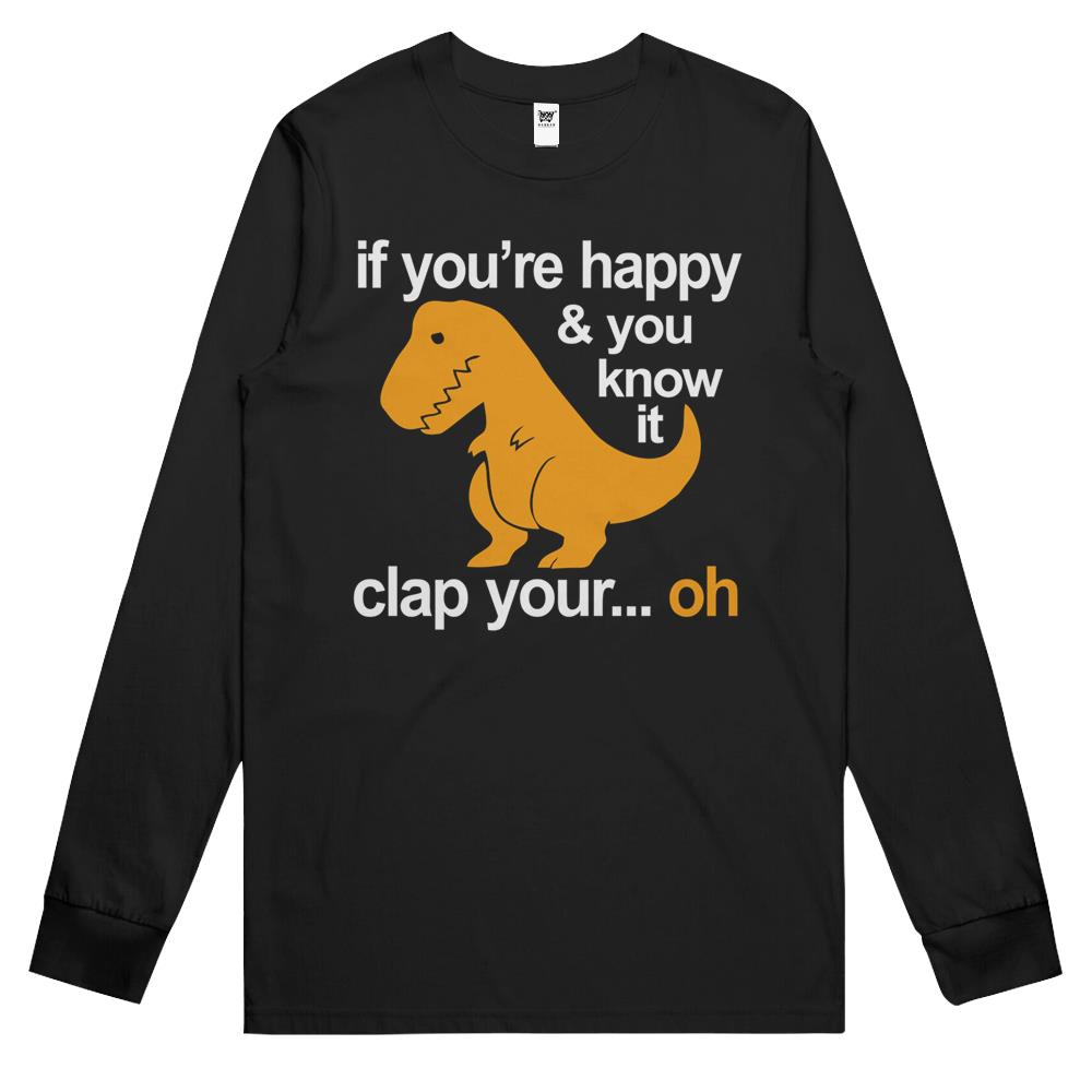 T-Rex Clap Your Hands Long Sleeve T Shirts