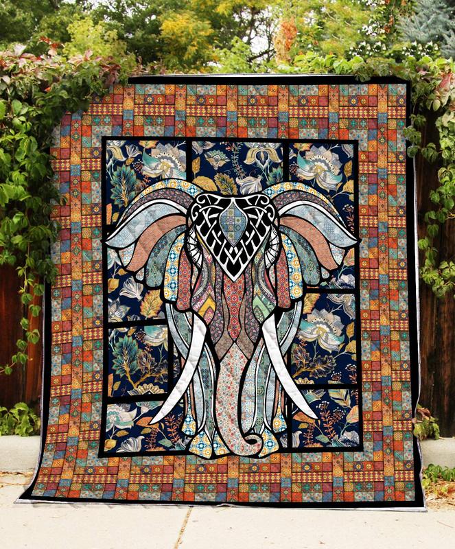 Elephant-Love My Elephant-Quilt Christmas Gift Size Twin Queen King-Hao1