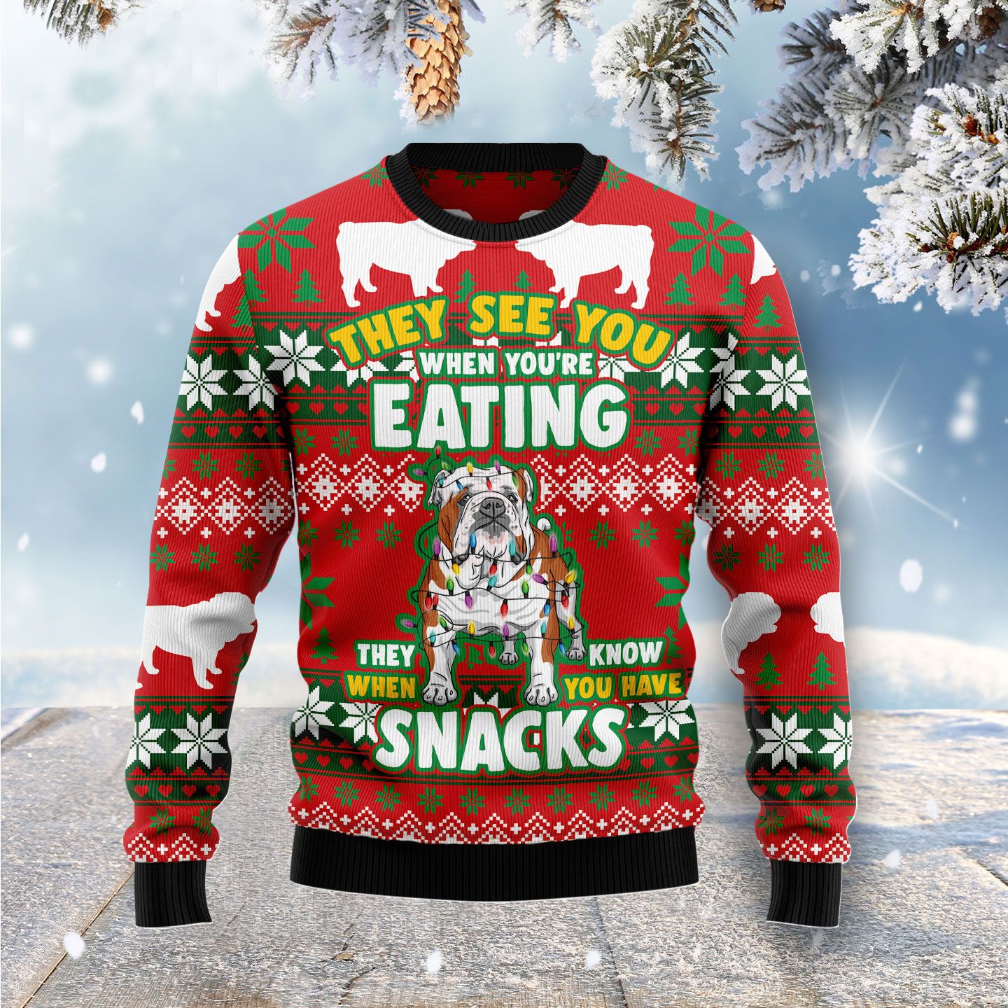 Bulldog Snacks G51026 Ugly Christmas Sweater