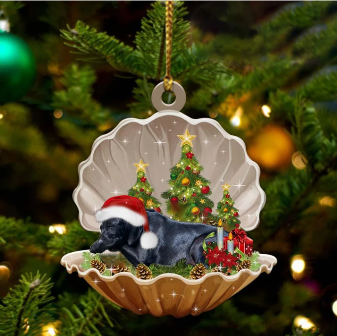 Black Labrador Retriever-Sleeping Pearl In Christmas Two Sided Ornament