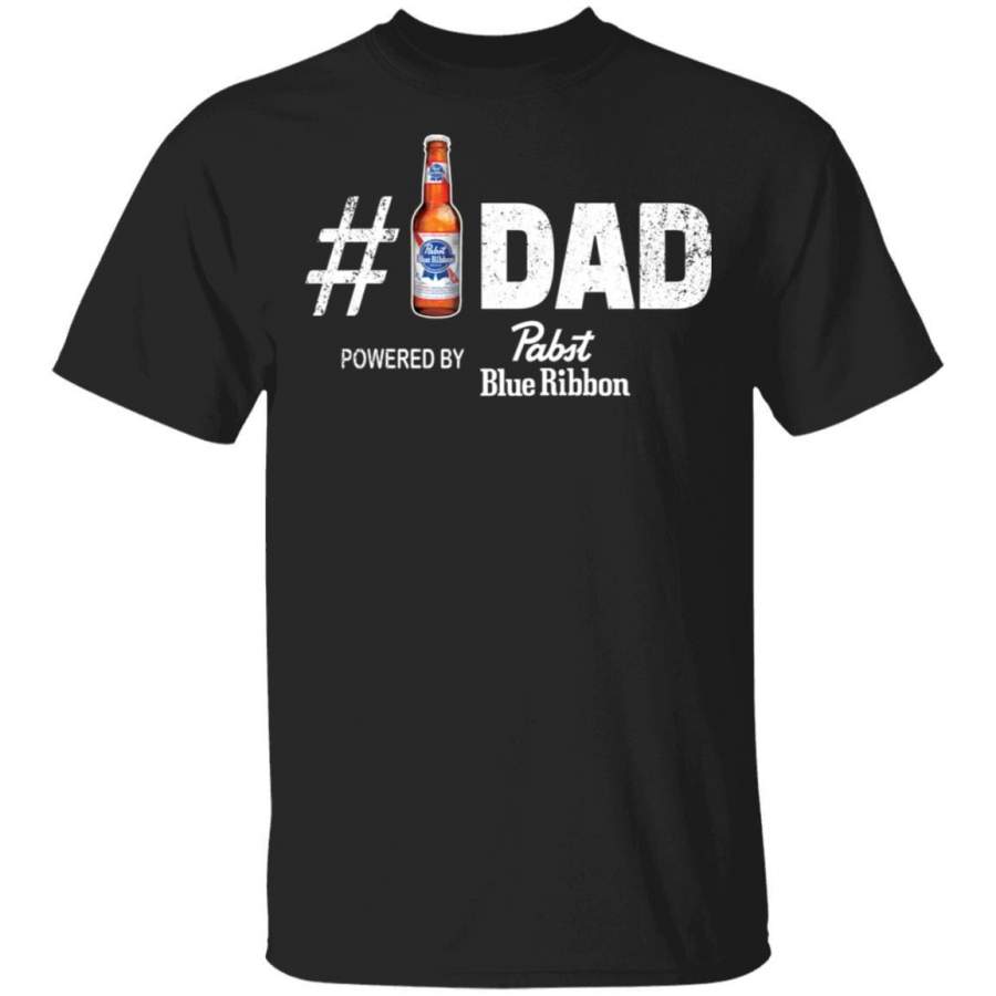 Number 1 Dad Powered By Pabst Blue Ribbon  Father’s Day Beer T-Shirt