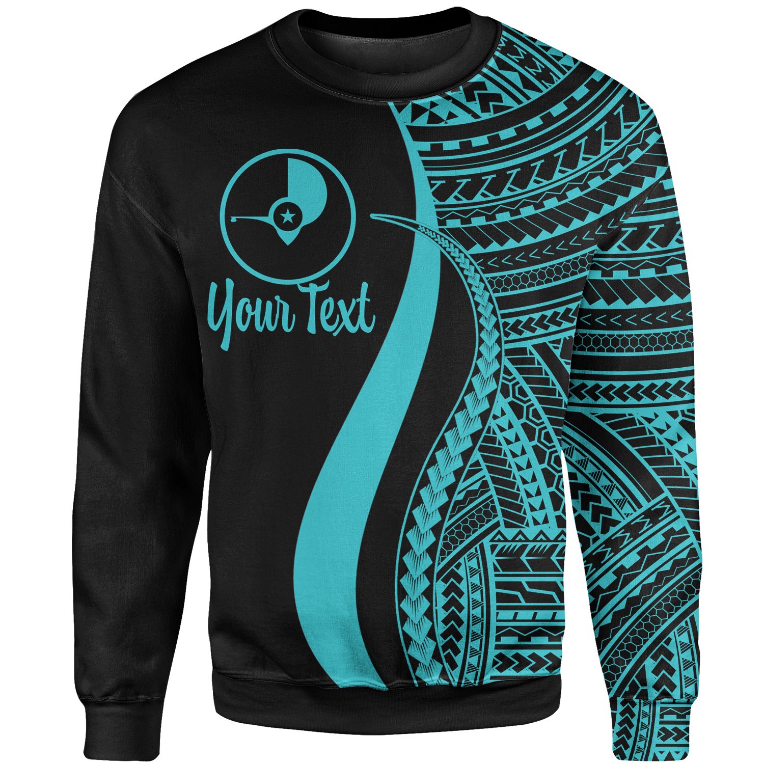 Yap Custom Personalised Sweatshirt – Turquoise Polynesian Tentacle Tribal Pattern – BN11